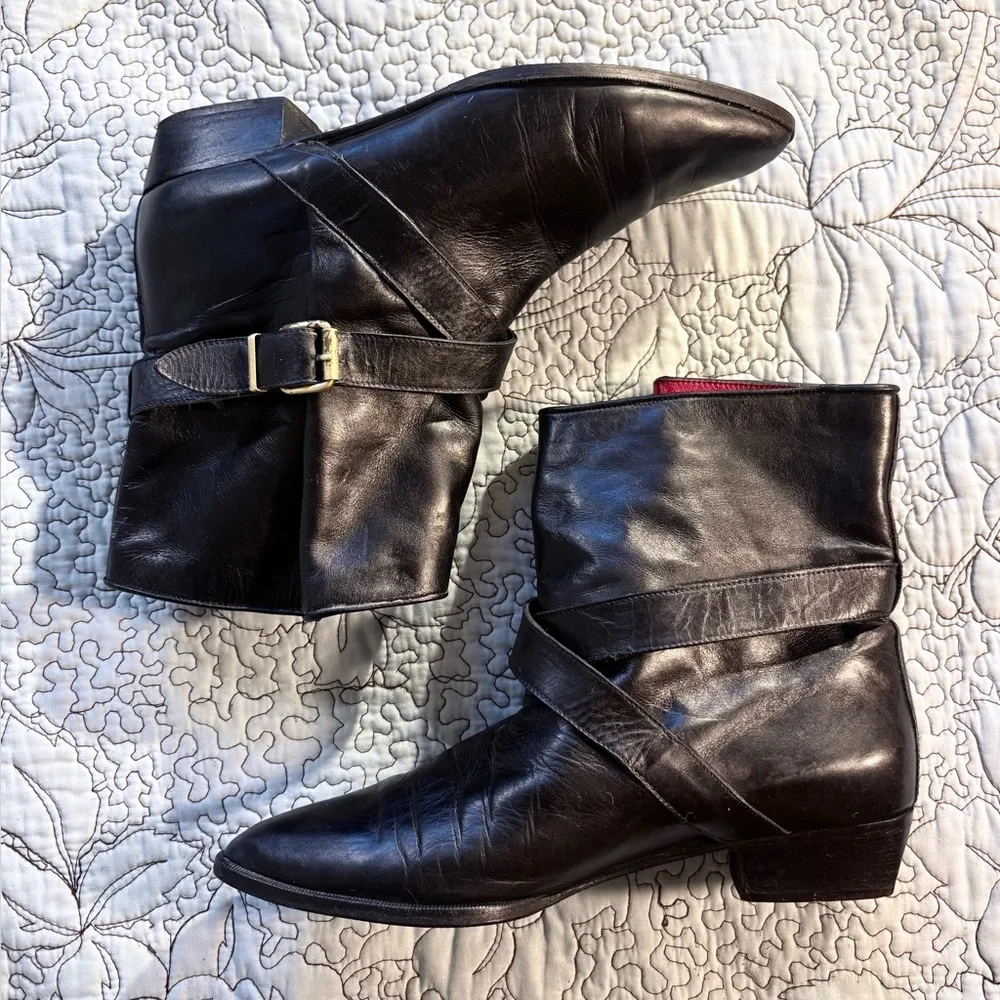 Yves Saint Laurent YSL Paris Tom Ford Era Leather Strap Ankle Boots Sz 9 🧡